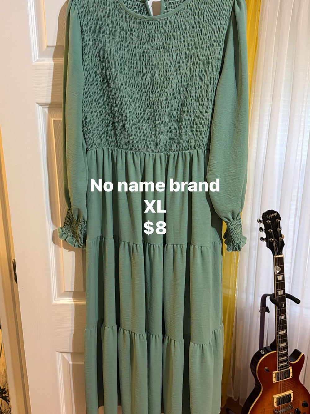 SHEIN Sage Green Smocked Tiered Maxi Dress